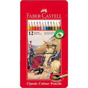 Faber-Castell színes ceruza 11+1 lovag mintás fémdoboz. 115844