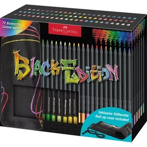 Faber-Castell Színesceruza 72db-os háromszögletű BLACK EDITION fekete testű tekercses tolltartóban