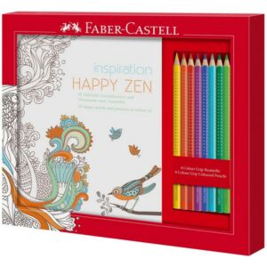 Faber-Castell színező szett HAPPY ZEN+8db Grip Színes ceruza fémdobozban 201433