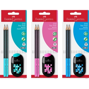 Faber Castell grafitceruza 2db-os GRIP 2001 kéttónusú HB + hegyező/radír klf. szín BL. 183587