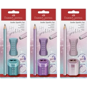 Faber Castell grafitceruza szett, 1db-os Sparkle Jumbo grafitceruza hegyezővel+radírral vegyes színekben