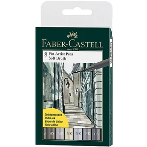 Faber-Castell művész filc 8-as AG-Művész filc Pitt 8db SB Soft Brush szürke I-III.árnyalat, szürke I,III,IV,V