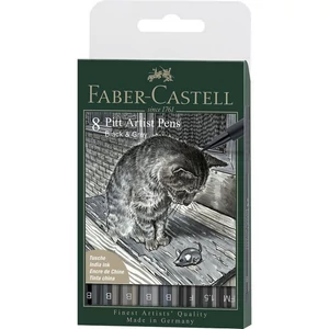 Faber Castell művész filctoll 8db-os PITT Brush "FEKETE ÉS SZÜRKE (5xB-s;F;FM;1,5mm hegyvastagság) 167171