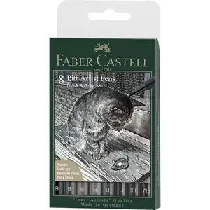 Faber Castell művész filctoll 8db-os PITT Brush "FEKETE ÉS SZÜRKE "(5xB-s;F;FM;1,5mm hegyvastagság)"