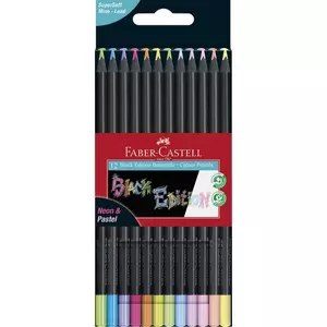 Faber Castell színes ceruza 12db-os Black Edition fekete test pasztell+neon