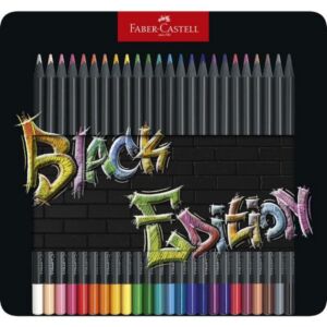 Faber Castell színes ceruza 24db-os Black Edition fekete test fém dobozban