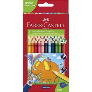 Faber-Castell színes ceruza 24db-os háromszögletű Jumbo+hegyező 116524