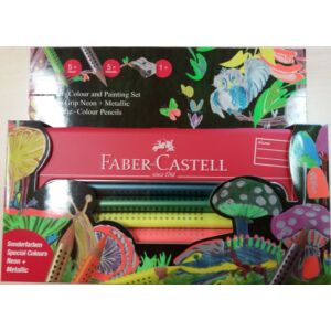 Faber-Castell színes ceruza 10db Grip Jumbo készlet 110940 mbo neon-metál +hegyező fém tolltartóban