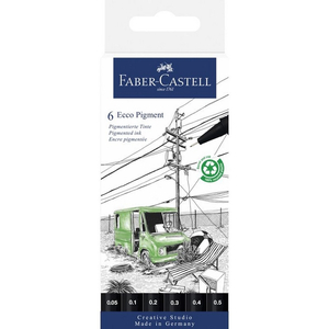 Faber Castell tűfilc készlet AG 6 db-os ECCO PIGMENT Black Edition "0,05;0,1;0,2;0,3;0,4;0,5mm"