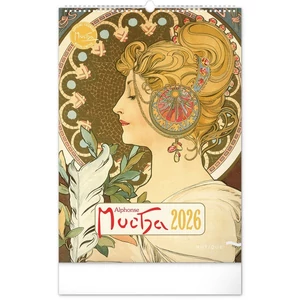Falinaptár 2026 Alphonse Mucha spirálos 33×46cm Realsystem 2026 kollekció!