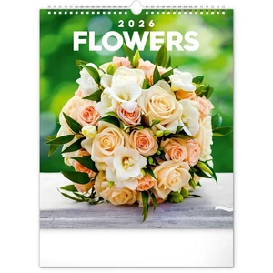 Falinaptár 2026 Flowers 6087-FL spirálos 30×34cm Realsystem 2026 kollekció!