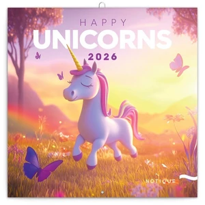 Falinaptár 2026 Happy Unicorns 6097-HU lemeznaptár 30x30cm Realsystem 2026 kollekció!