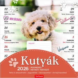 Falinaptár mágneses 2026 T090 Kutyák Toptimer 2026 kollekció!