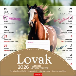 Falinaptár mágneses 2026 T090 Lovak Mágneses Toptimer 2026 kollekció!