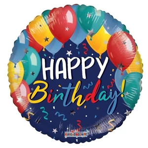 Partylufi fólia ECO Happy Birthday, léggömbös 18"/45cm gömb