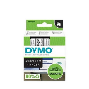 Feliratozógép szalag 24mm x 7 m, DYMO "D1", víztiszta-fekete GD53710