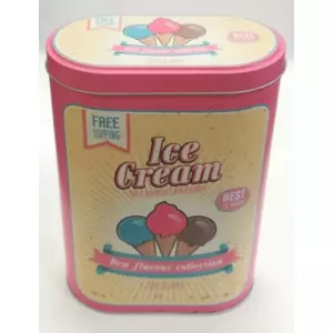 Fém ajándéktárgy kekszdoboz retro Ice Cream dekoráció ICE CREAM (7,5x13,5x19cm)