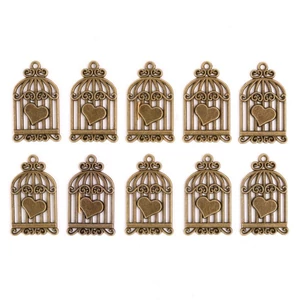 Fém díszítőelem kalitka 3,6 x 2 cm, 10 db/csomag