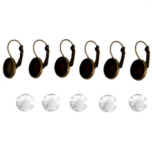 Fém fülbevaló alap lencsével bronz 12 mm 3 pár/csomag