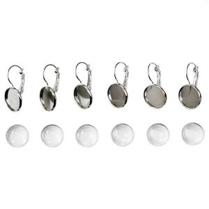 Fém fülbevaló alap lencsével ezüst 14 mm 3 pár/csomag