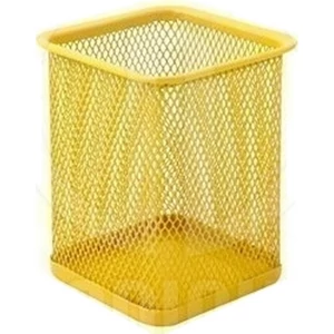 FémháLós írószertartó pohár Optima sárga szögletes Mérete: 80x80x100mm, Szín: Yellow