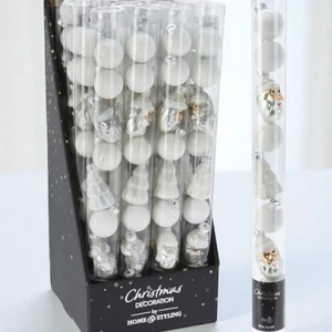 Fenyődísz'24 gömb és figurák 30mm, 6db/csomag kpm fehér