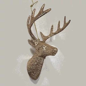 Fenyődísz szarvasfej bronz 12,5x7,5 x6cm bronz glitteres Dekor trend 2019/20