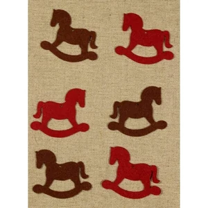 Filcfigura - hintaló piros-bar kb. 6cm- 6db csomag 