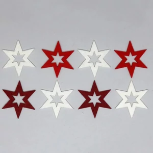 Filcfigura csillag "B", vegyes színben piros-bordó-fehér 8 db/csomag