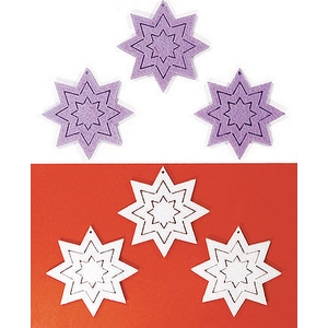 Filcfigura - csillag fehér- v. kb. 6cm- 6db csomag vonalas g.
