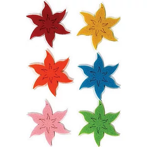 Filcfigura - hatszirmú virág kb. 6cm- 6db csomag