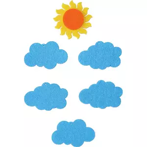 Filcfigura - nap felhők kb. 6cm- 6db csomag