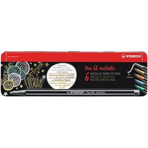 Filckészlet 6 Stabilo Pen 68 metallic 1,4mm-es fém dobozos 6színű Írószerek STABILO 6806/8-32