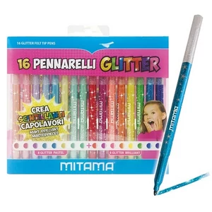 Filctoll 16 készlet csillámos Mitama 3mm-es 62845 16 különböző szín