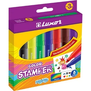 Filctoll készlet Luxor 8 nyomd 6db nyomdával ellátott filctoll készlet Medium Luxor Nyomdázós Filctoll Készlet