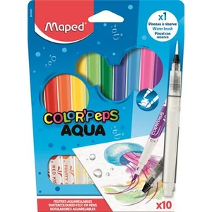 Filctoll készlet Maped Akvarell 3,6mm, ecsettel Color`Peps Aqua, 10 különböző szín