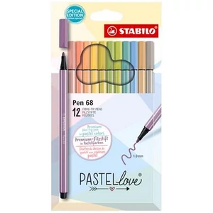 Filctoll készlet Stabilo 1mm,Pen 68 Pastellove 12 különböző szín