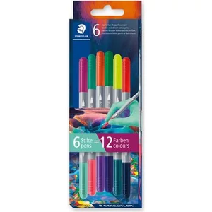 Filctoll készlet Staedtler 1/3 mm, kétvégű, kimosható, 3280 Multiverzum 1, 6 különböző szín