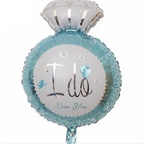 Fólia lufi esküvői kb.70cm I do love you feliratos kék színű gyűrű gyémántos eljegyzési gyűrű alakú P813847