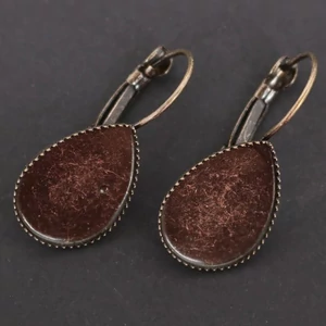Fülbevaló alap Csepp antik réz szín 13 x 18 mm 6 db/csomag