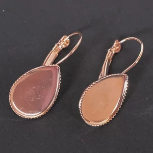 Fülbevaló alap Csepp rózsa arany szín 13 x 18 mm 6 db/csomag