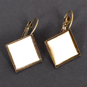 Fülbevaló alap négyzet 15mm bronz szín 6db/csomag