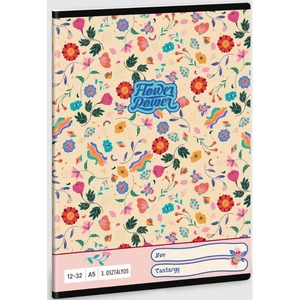 Füzet 12-32 A5 vonalas Ars Una Flower Power (5260) 23 53603494 3.osztályos prémium minőségű fü