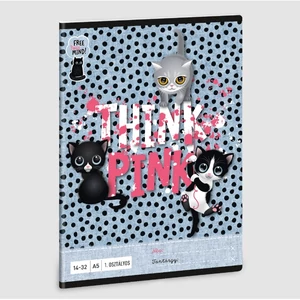 Füzet 14-32 A5 vonalas Ars Una Think Pink - cicás (5285) 23 53583499 1.osztályos füzet prémium minős
