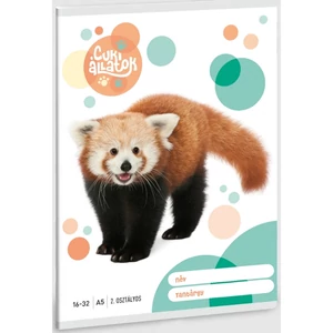 Füzet 16-32 A5 vonalas Ars Una Cuki-Vörös Panda (5309) 23 53593498 2.osztályos füzet prémium minős