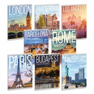 Füzet 20-40 A5 sima Ars Una Extra kapcsos Cities Of The World 53151032 prémium minőségű füzet