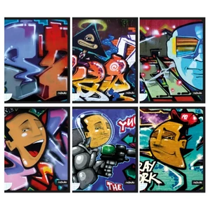 Füzet 87-40 A4 kockás Nebulo tűzött, prémium, Graffiti minták