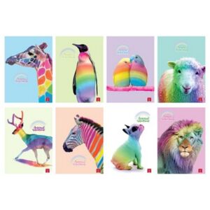 Füzet A4 vonalas Pigna Animal Rainbow 38 lapos vegyes minták