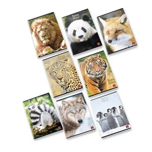 Füzet tűzött A4 Pigna vonalas Animal World 32lapos fóliázott olasz füzet