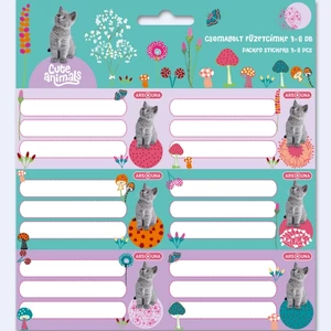 Füzetcímke Ars Una 3x6db 24'' Cute Animals-kitten (5368) 24 cica 53833686 Öntapadós - egy csomagban külön